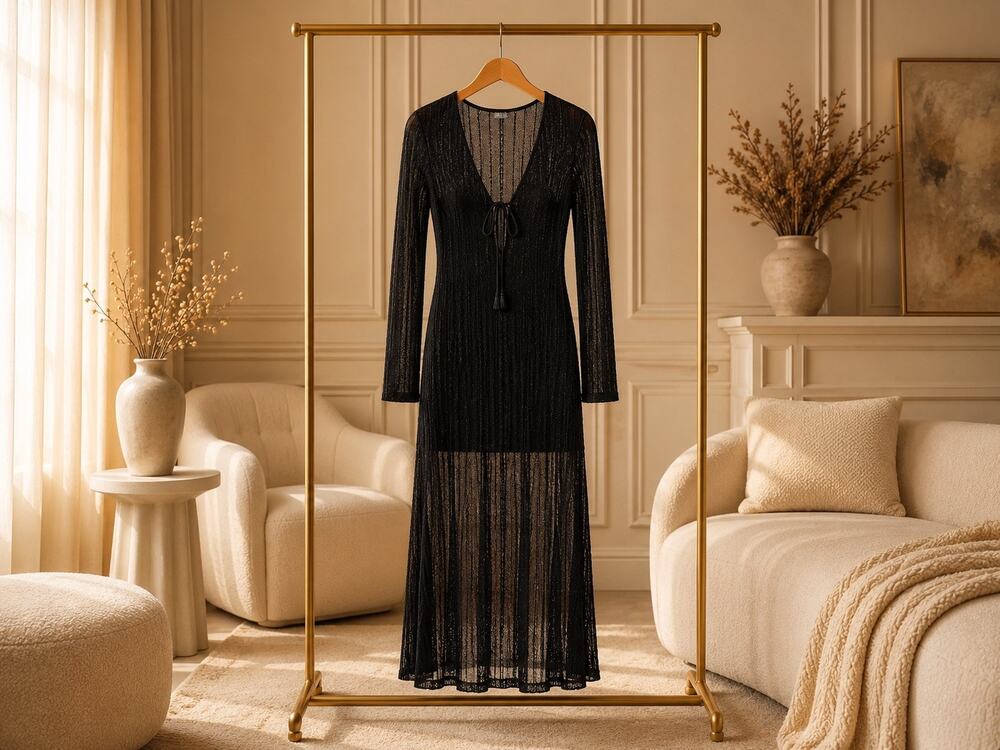 Chelsea & Violet Adalyn Meadow Mist Lace Dress NWT Large Long Sleeve Sheer Midi